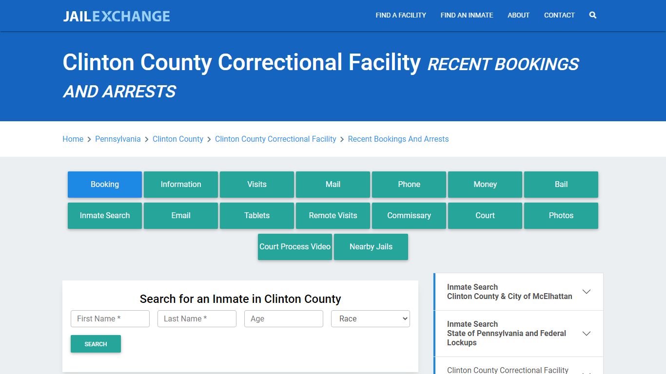 Clinton County Correctional Facility PA Recent Arrests and Bookings